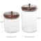 Clear Glass Floral Carved Decorative Jar Set with Brown Wooden Lids & Gold Knobs